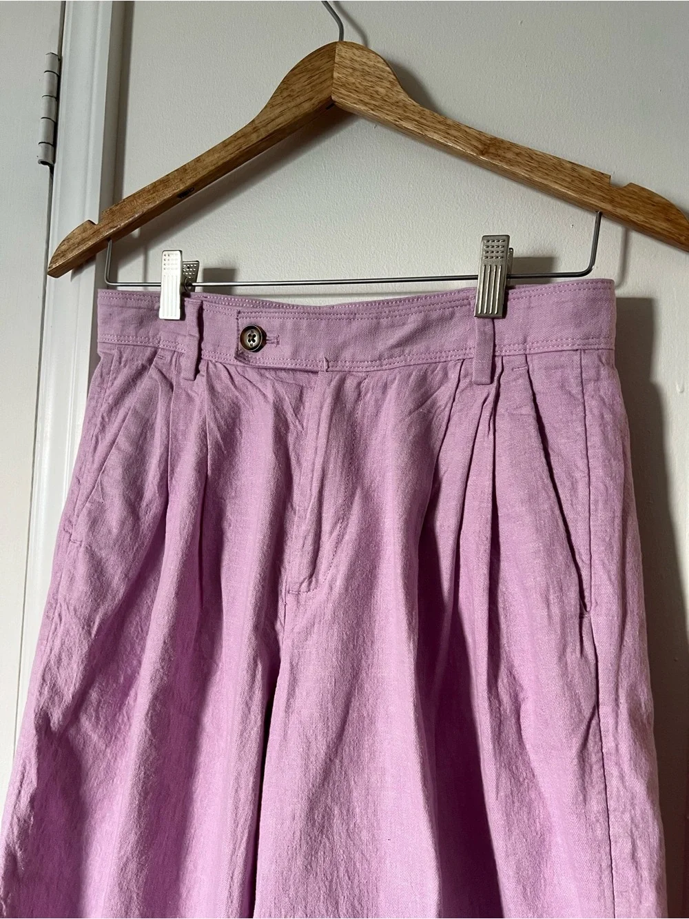 Banana Republic Linen Blend Wide Leg Pants Size 4 Lilac High Rise